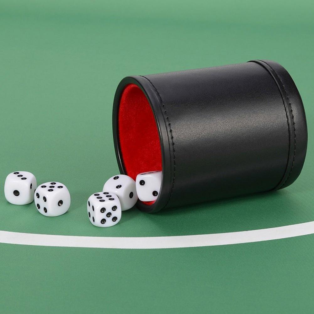Party Games No Equipment - ถ้วยลูกเต๋าสำหรับเล่นเกม ถ้วยลูกเต๋าหนังเทียมพร้อมฝาปิดผ้าสักหลาด สำหรับค่ำคืนครอบครัว บาร์ ปาร์ตี้ และอุปกรณ์เกมกระดาน