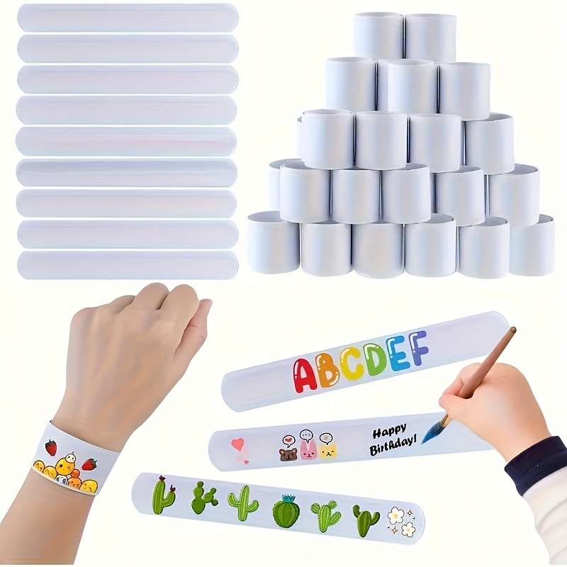 Party Games Easter For Family - กำไลข้อมือแบบตบ 12 ชิ้น แบบขายส่ง สีขาว กำไลข้อมือ