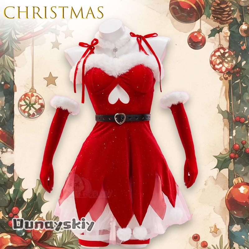 Party Games Free Online - ชุดคอสเพลย์เดรสกำมะหยี่สีแดงแบบไม่มีสายสำหรับเทศกาลคริสต์มาส {Anna zhang Online} ชุดเดรสสำหรับงานปาร์ตี้และเทศกาลคริสต์มาส ﻿